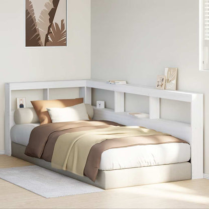 Boekenkast Hoofdeinde L-vormig 75 cm massief grenenhout wit