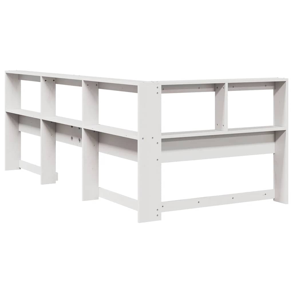 Boekenkast Hoofdeinde L-vormig 75 cm massief grenenhout wit