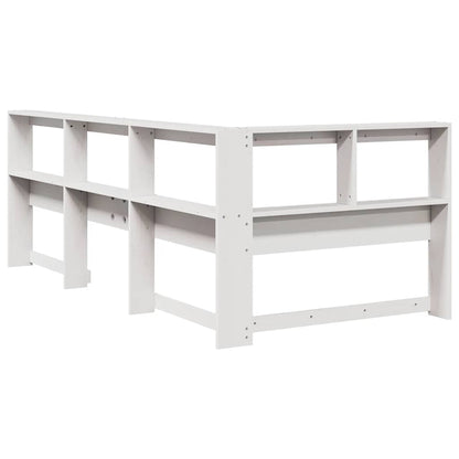 Boekenkast Hoofdeinde L-vormig 75 cm massief grenenhout wit