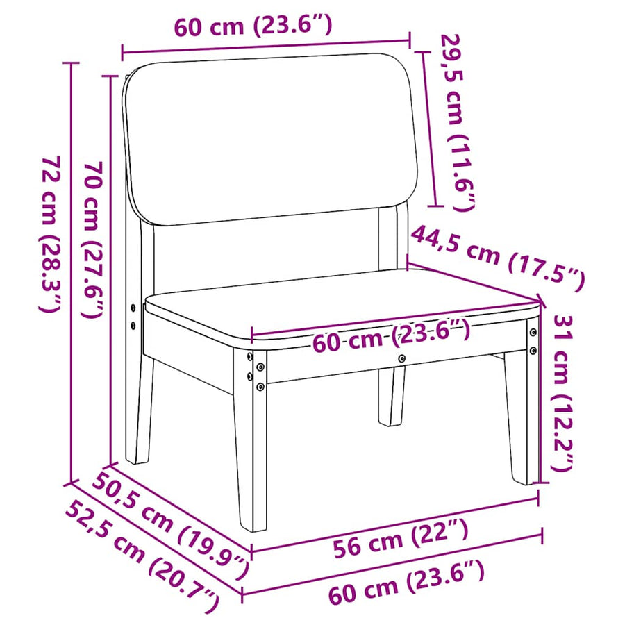 Tuinstoel 60x52,5x72 cm massief grenenhout wit