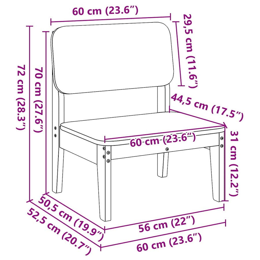 Tuinstoel 60x52,5x72 cm massief grenenhout wasbruin