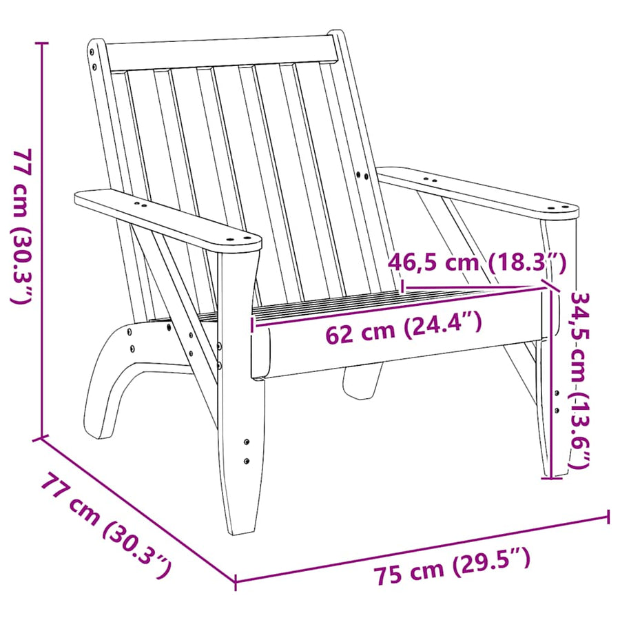 Tuinstoel Adirondack 75x77x77 cm massief grenenhout wit