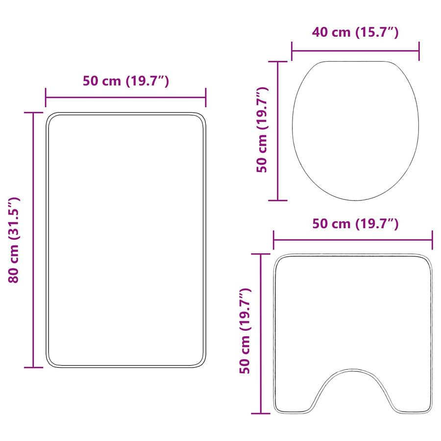 Antislip Badmat Set 3 pcs Crème PP