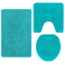 Antislip Badmat Set 3 pcs Turquoise PP