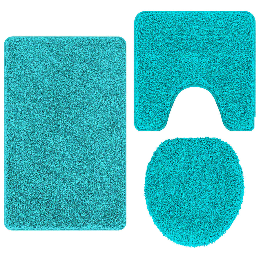 Antislip Badmat Set 3 pcs Turquoise PP
