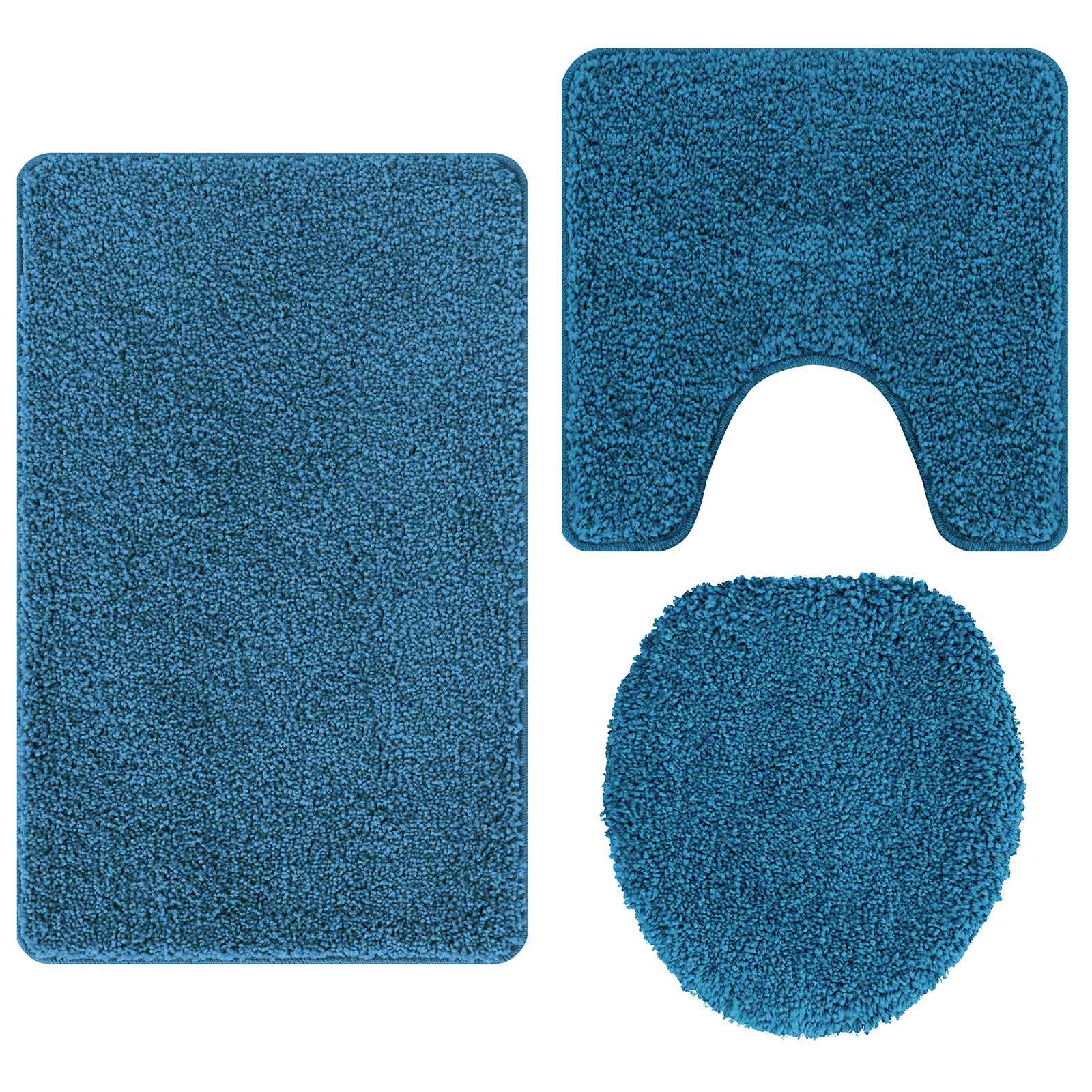Antislip Badmat Set 3 pcs Blauw PP