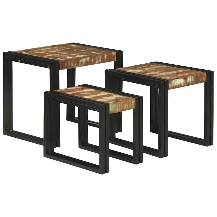 Nesttafels 3 pcs Meerkleurig Massief gerecycled hout