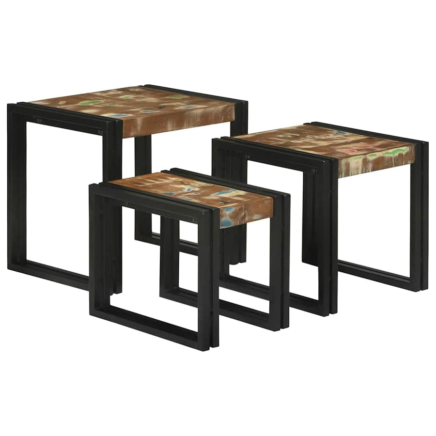 Nesttafels 3 pcs Meerkleurig Massief gerecycled hout