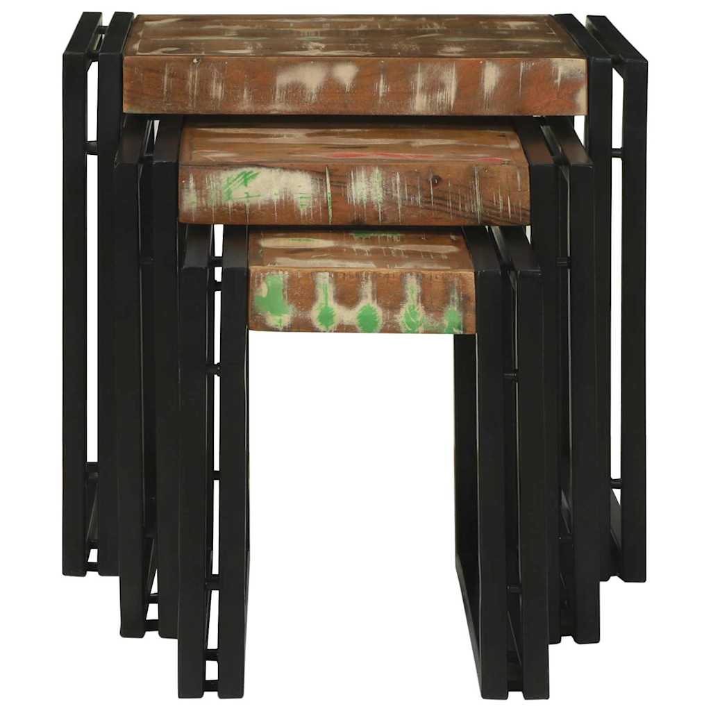 Nesttafels 3 pcs Meerkleurig Massief gerecycled hout