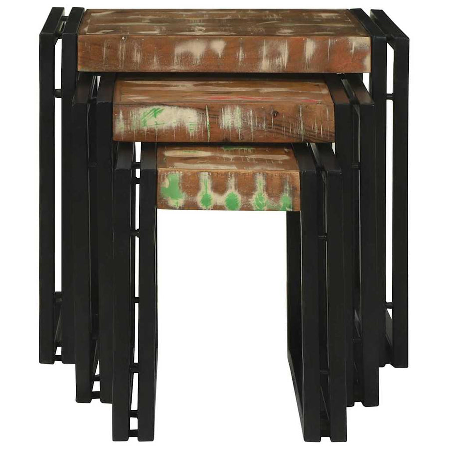 Nesttafels 3 pcs Meerkleurig Massief gerecycled hout
