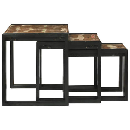 Nesttafels 3 pcs Meerkleurig Massief gerecycled hout