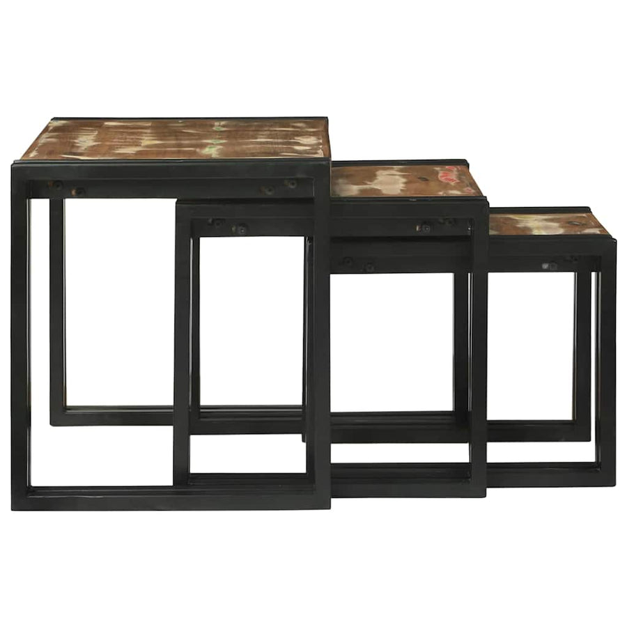 Nesttafels 3 pcs Meerkleurig Massief gerecycled hout