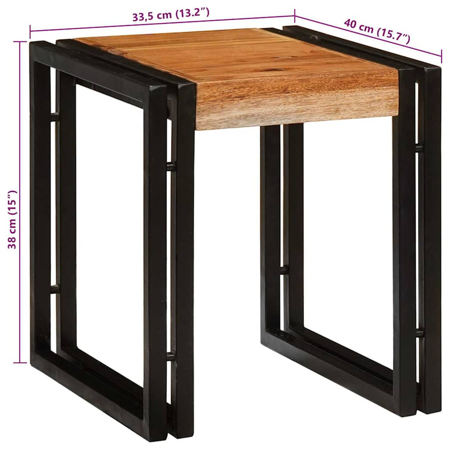 Eindtafels 3 pcs Bruin en zwart Massief acaciahout