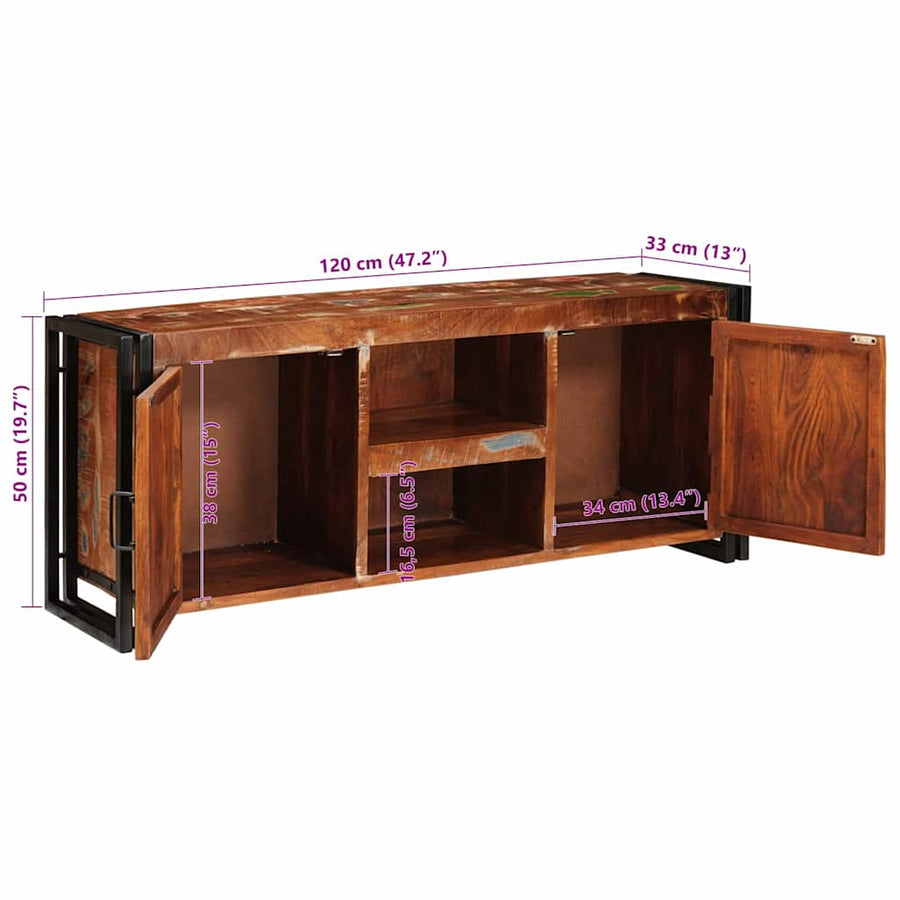 TV-kast Multikleur 120 x 30 x 50 cm massief gerecycled hout