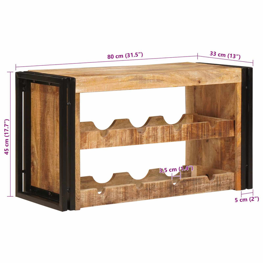 Wijnrek Bruin 100 x 45 x 33 cm Massief Ruw Mango Hout