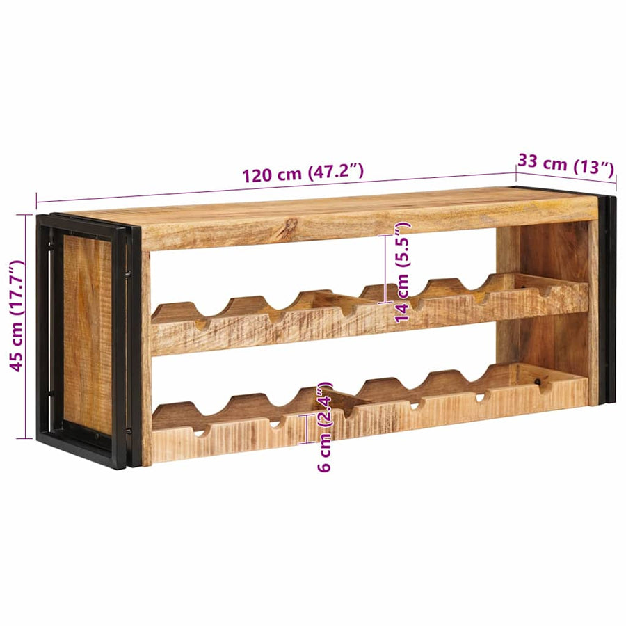 Wijnrek Bruin 100 x 45 x 33 cm Massief Ruw Mango Hout