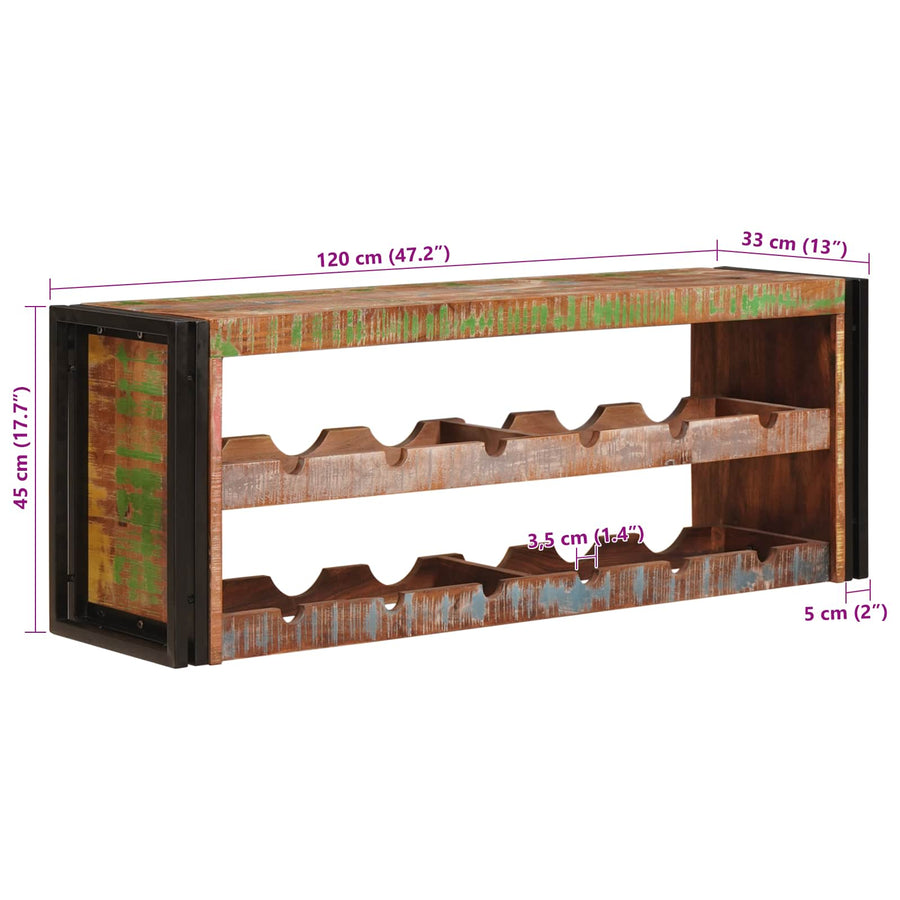 Wijnrek Bruin 100 x 45 x 33 cm Massief gerecycled hout
