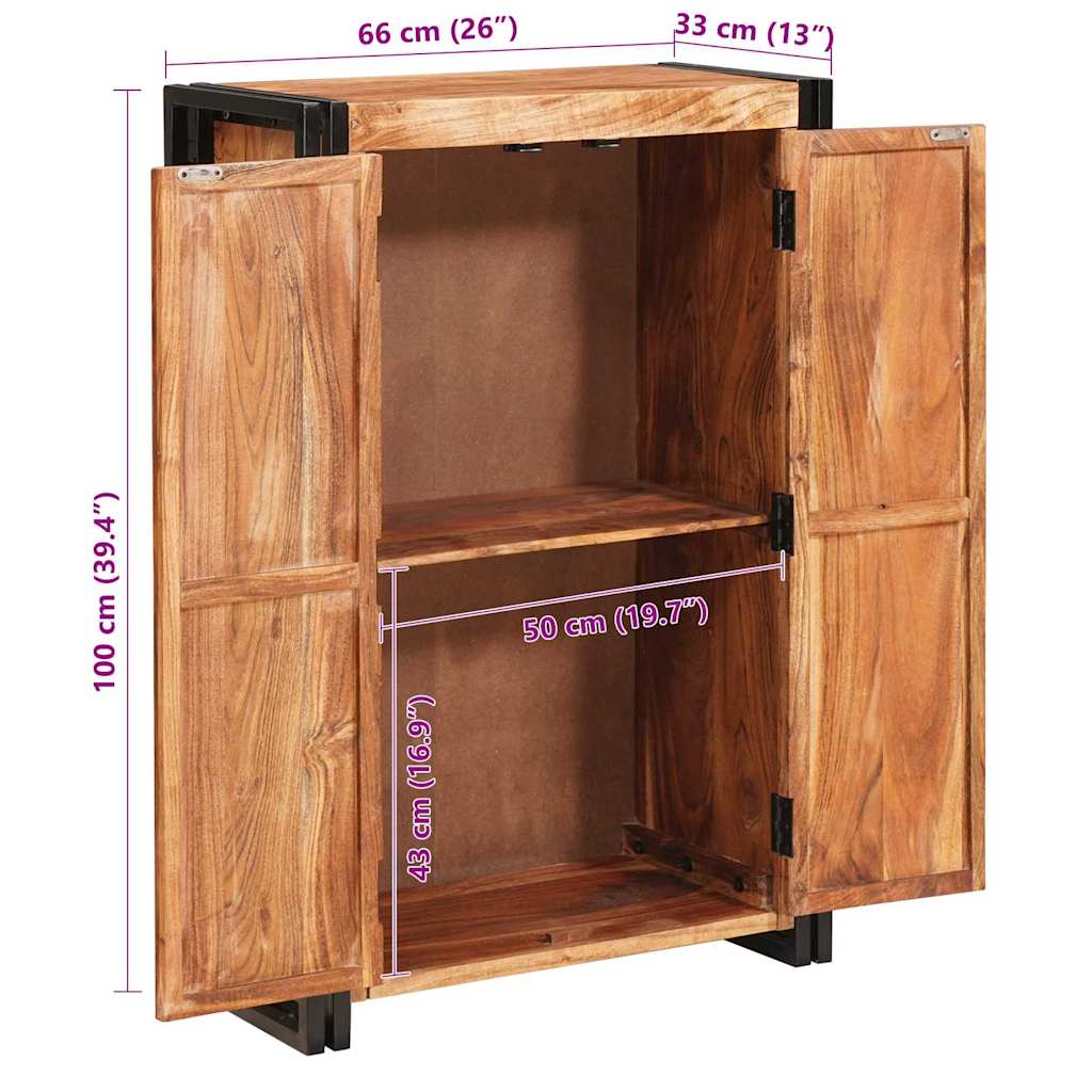 Highboard met Deuren Bruin Massief acaciahout en metaal