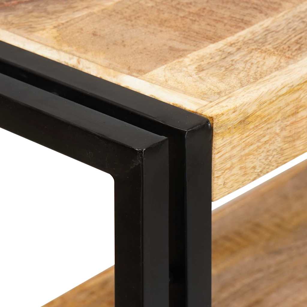 Boekenkast met Deuren Bruin Massief Ruw Mangohout en Metaal