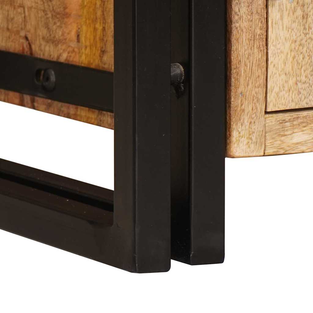 Boekenkast met Deuren Bruin Massief Ruw Mangohout en Metaal