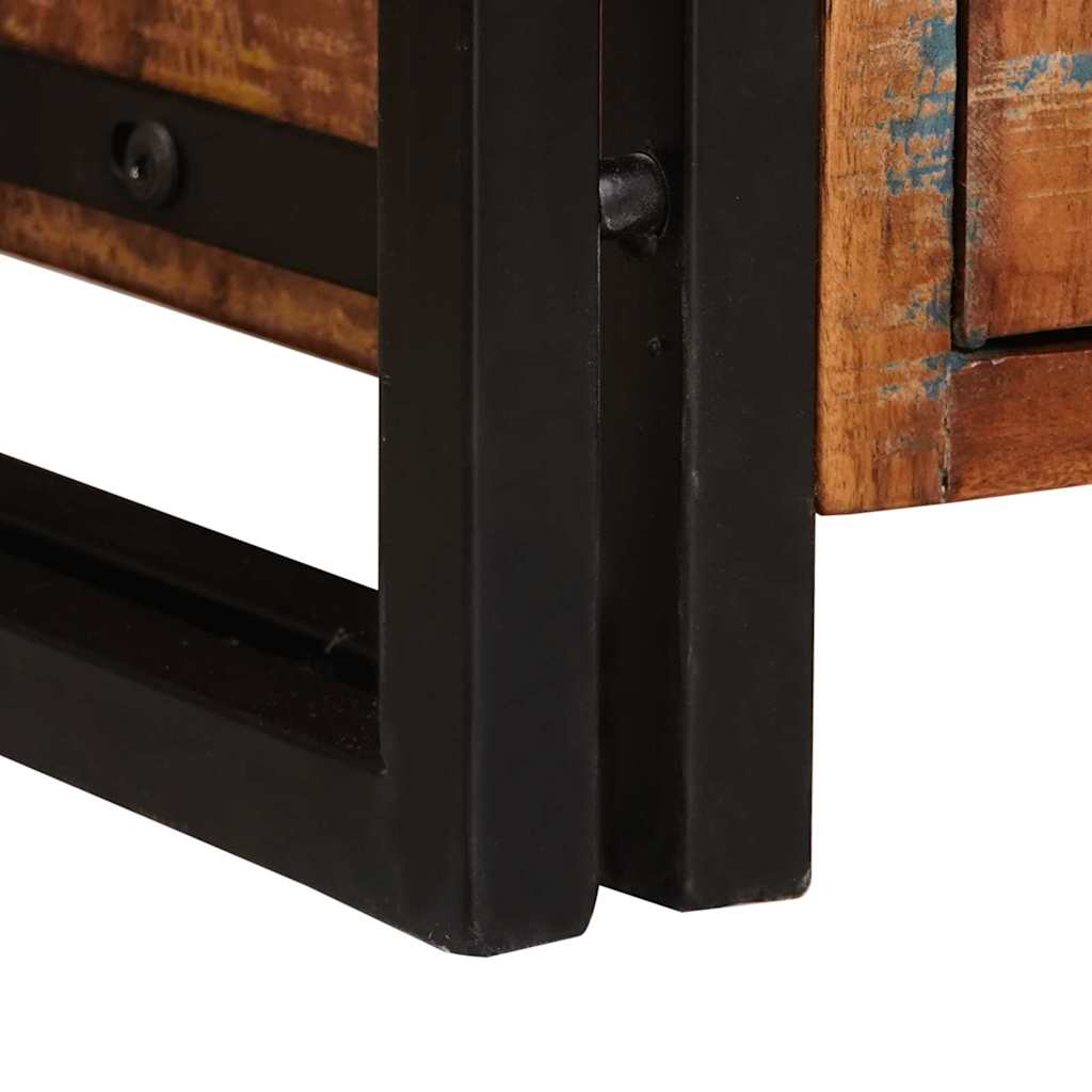 Boekenkast met Deuren Bruin Massief Gerecycled Hout en Metaal