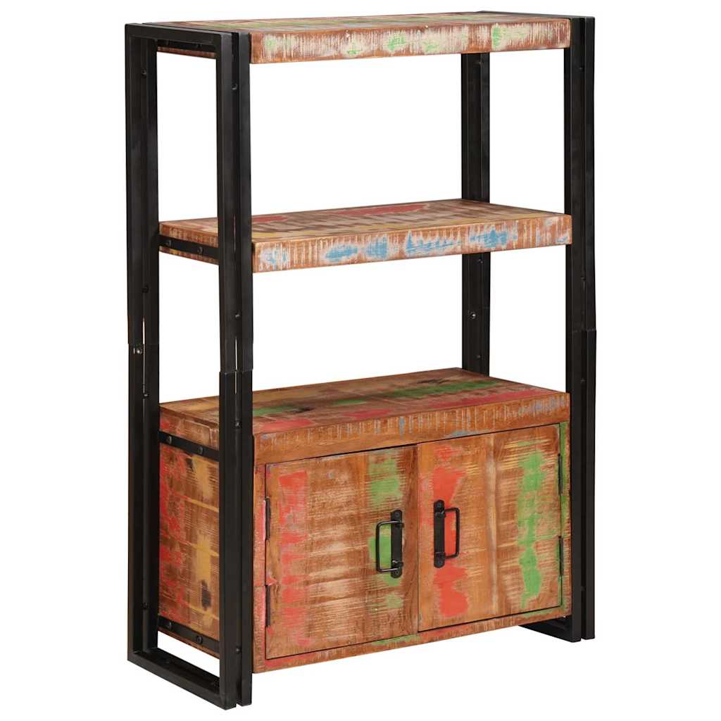 Boekenkast met Deuren Bruin Massief Gerecycled Hout en Metaal