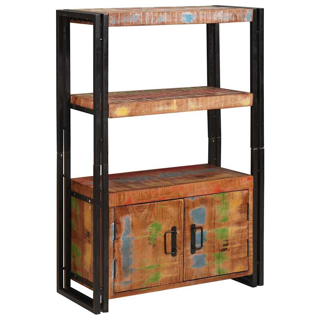 Boekenkast met Deuren Bruin Massief Gerecycled Hout en Metaal