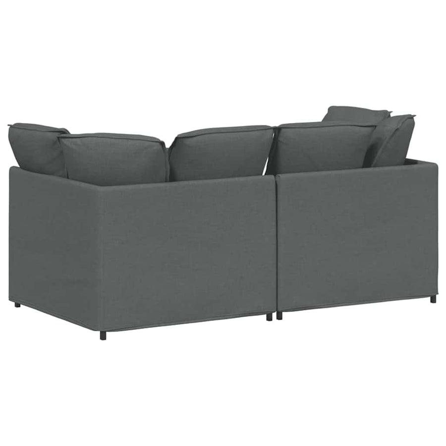 Modulaire bank met kussens stof donkergrijs