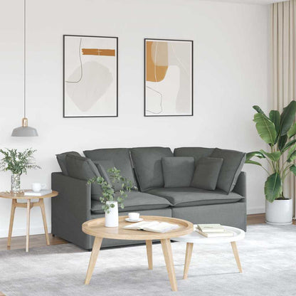 Modulaire bank met kussens stof donkergrijs