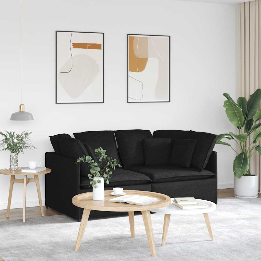 Modulaire Bank Met Kussens Stof Zwart