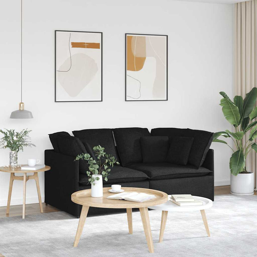 Modulaire Bank Met Kussens Stof Zwart