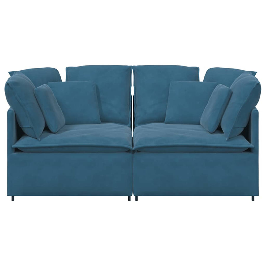 Modulaire Bank Met Kussens Fluweel Blauw