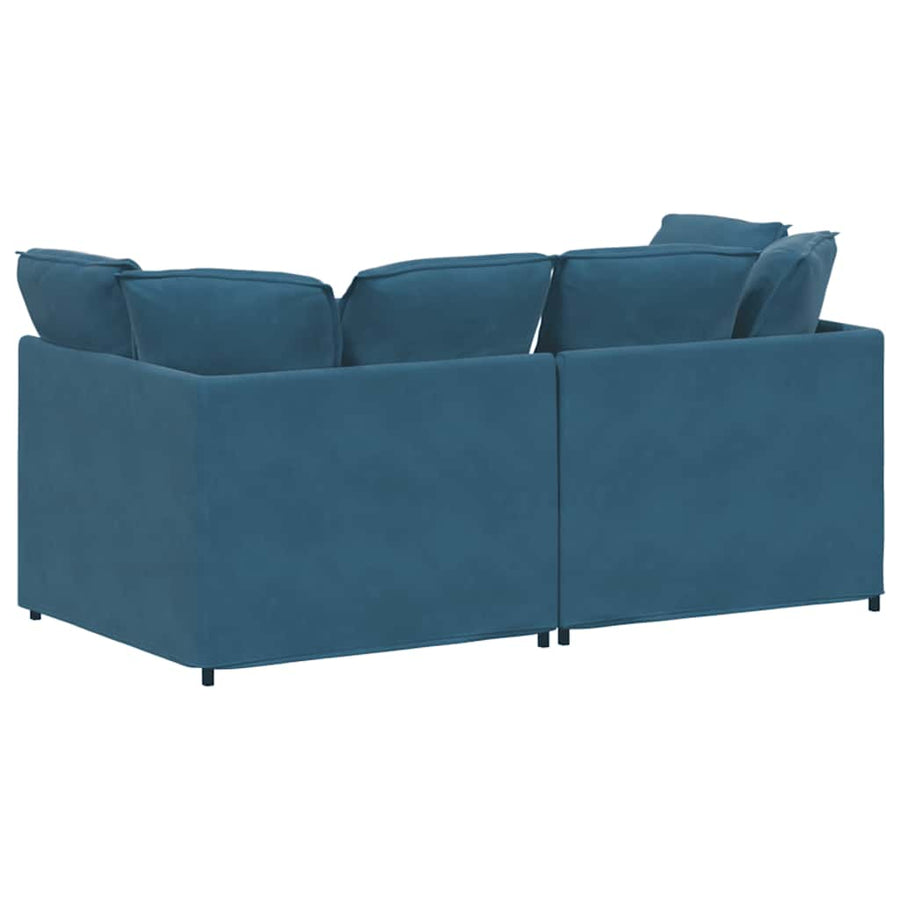 Modulaire Bank Met Kussens Fluweel Blauw