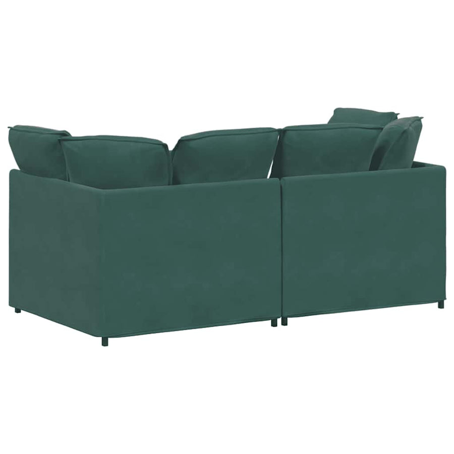 Modulaire Bank Met Kussens Fluweel Donkergroen