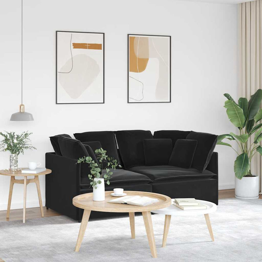 Modulaire Bank Met Kussens Fluweel Zwart