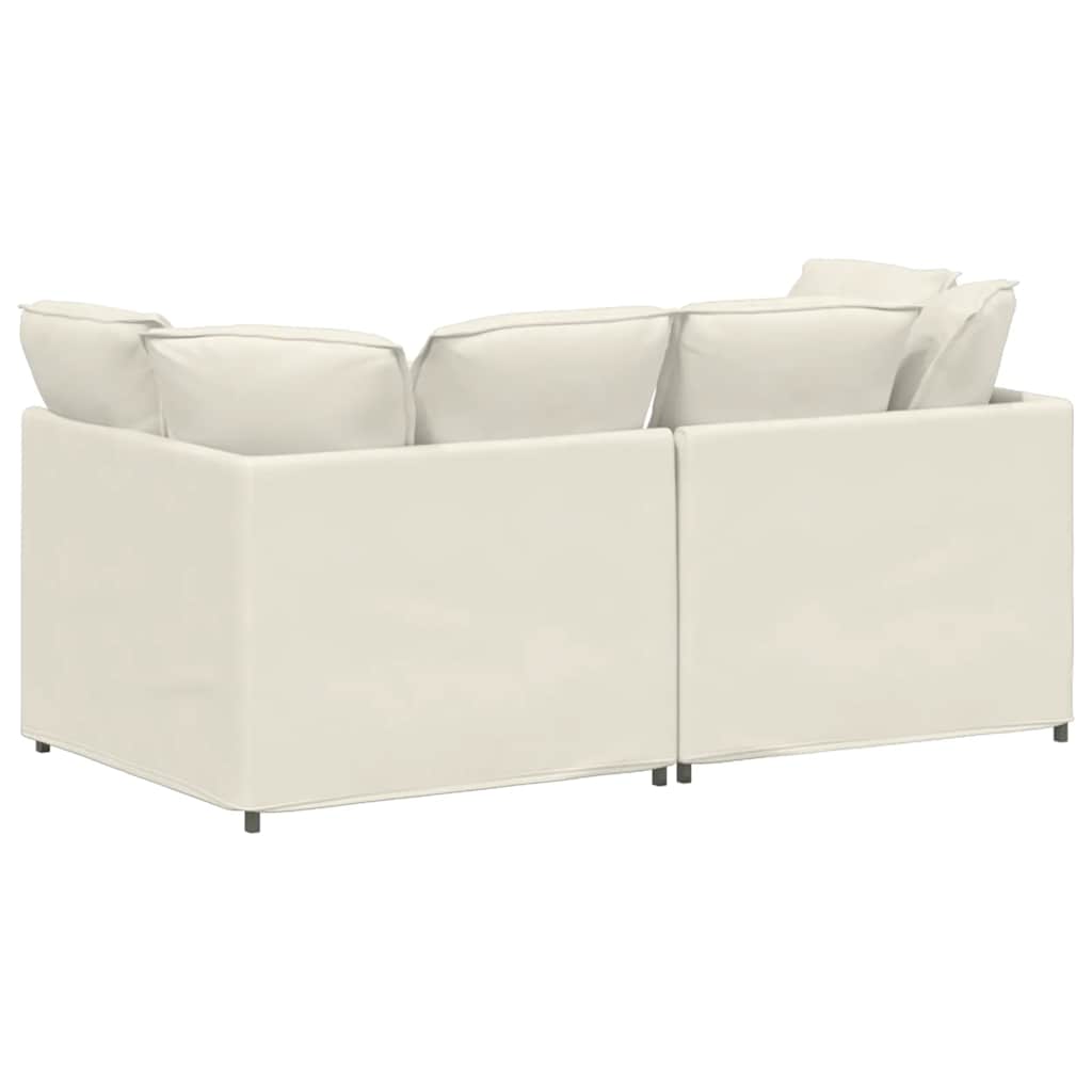 Modulaire Bank Met Kussens Fluweel Kleurig Crème