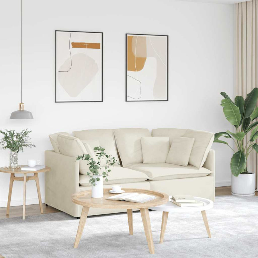 Modulaire Bank Met Kussens Fluweel Kleurig Crème