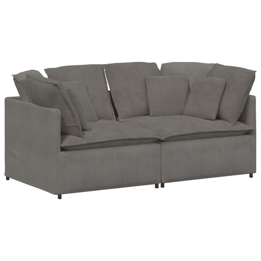 Modulaire Bank Met Kussens Corduroy Stof Lichtgrijs
