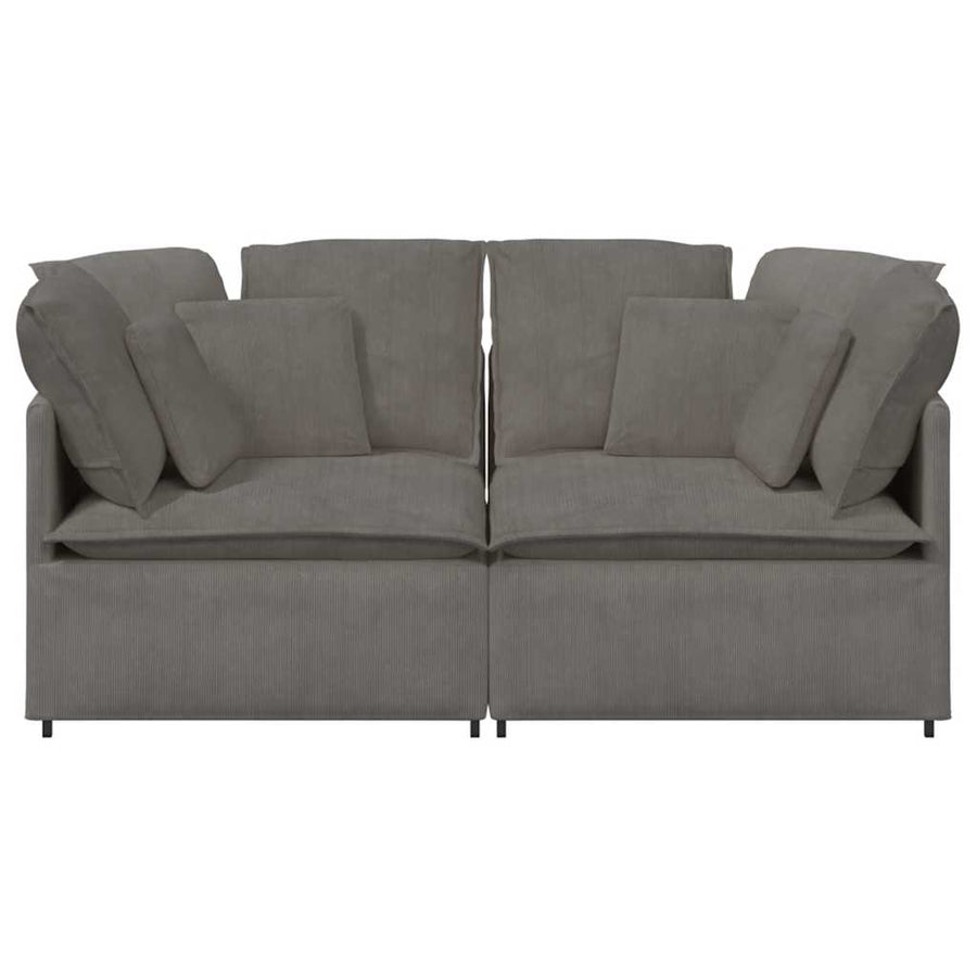 Modulaire Bank Met Kussens Corduroy Stof Lichtgrijs