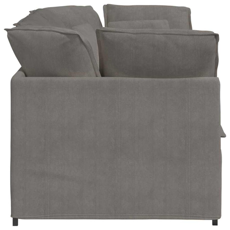 Modulaire Bank Met Kussens Corduroy Stof Lichtgrijs