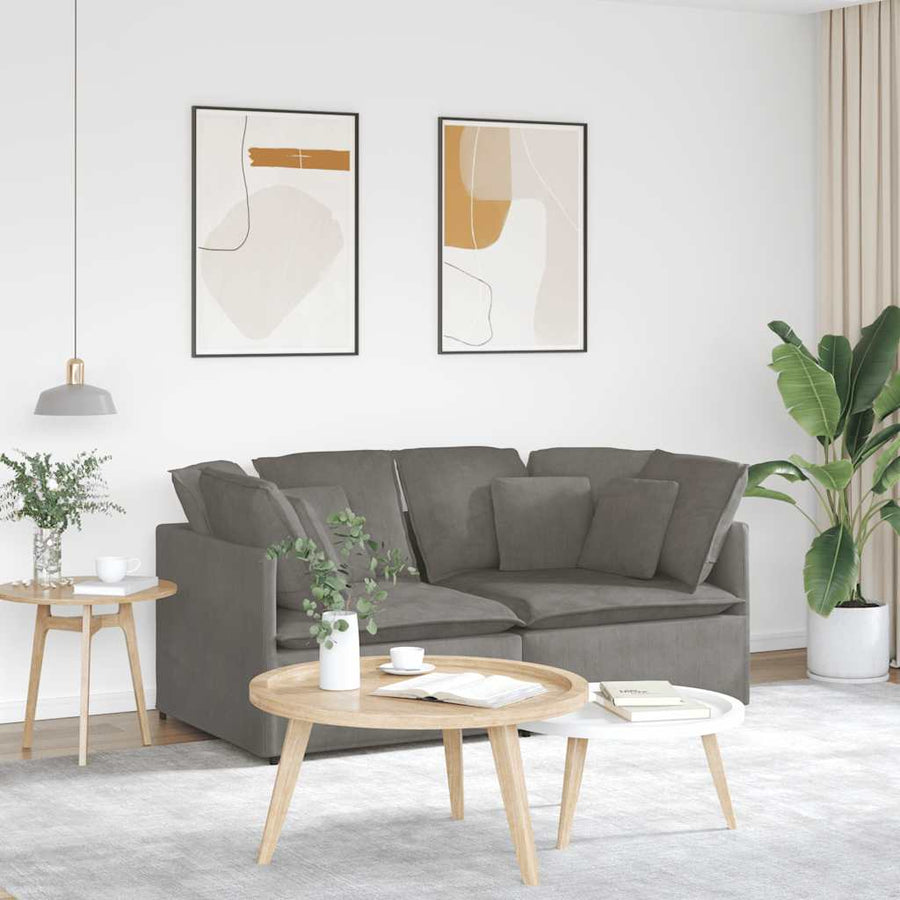 Modulaire Bank Met Kussens Corduroy Stof Lichtgrijs