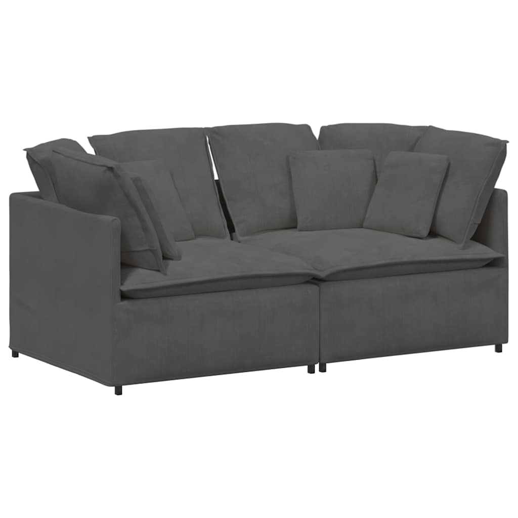 Modulaire Bank Met Kussens Corduroy Stof Donkergrijs