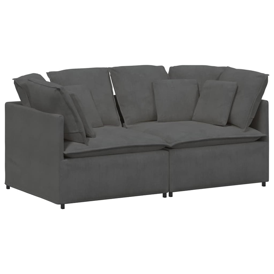 Modulaire Bank Met Kussens Corduroy Stof Donkergrijs