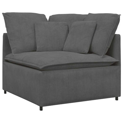 Modulaire Bank Met Kussens Corduroy Stof Donkergrijs