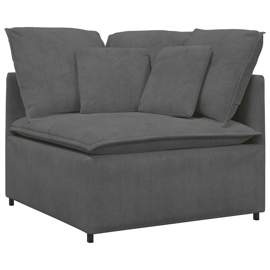 Modulaire Bank Met Kussens Corduroy Stof Donkergrijs