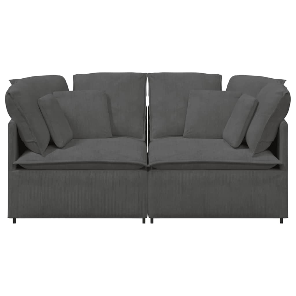Modulaire Bank Met Kussens Corduroy Stof Donkergrijs