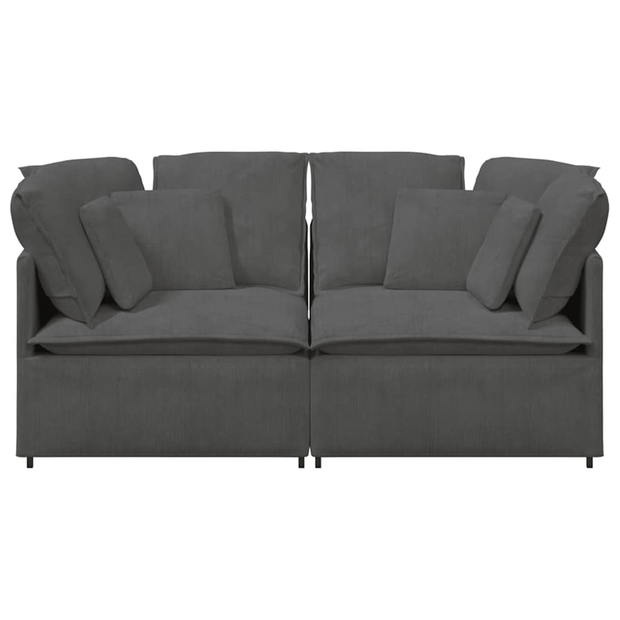 Modulaire Bank Met Kussens Corduroy Stof Donkergrijs