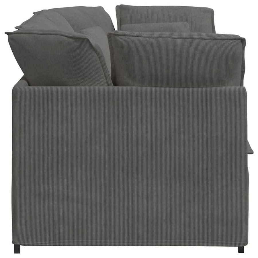 Modulaire Bank Met Kussens Corduroy Stof Donkergrijs