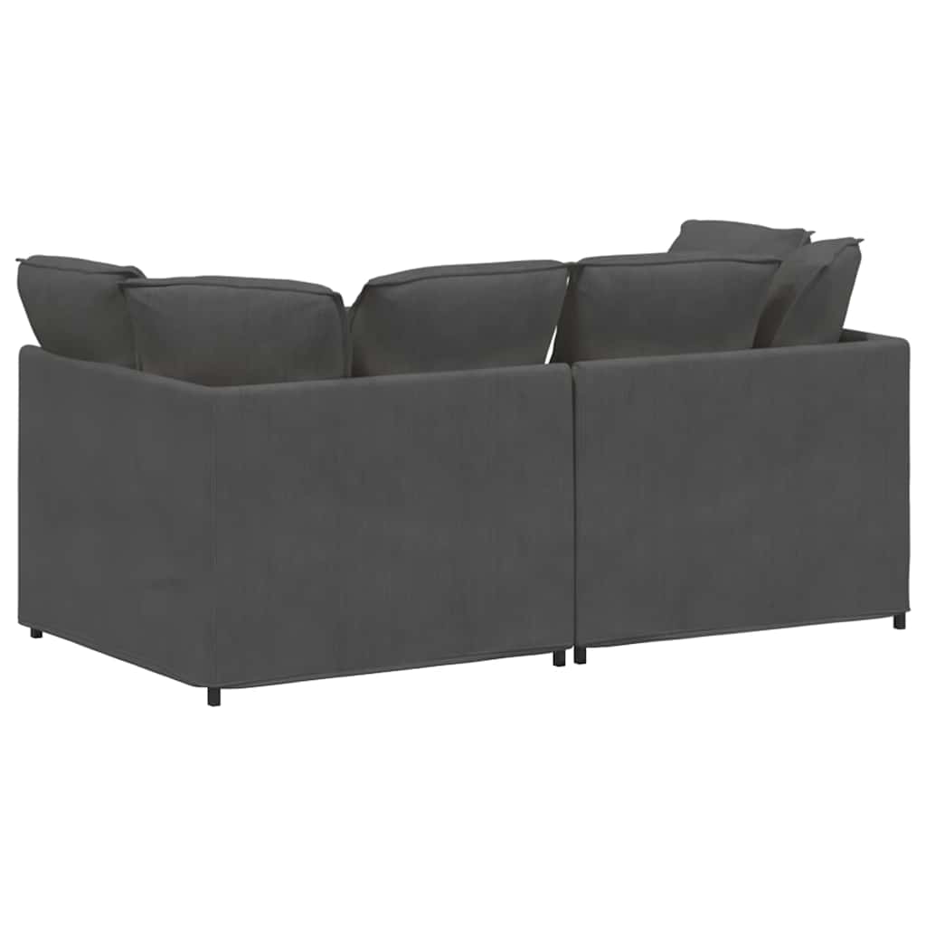 Modulaire Bank Met Kussens Corduroy Stof Donkergrijs