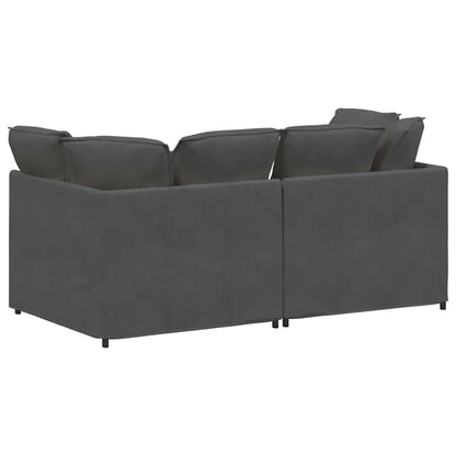 Modulaire Bank Met Kussens Corduroy Stof Donkergrijs